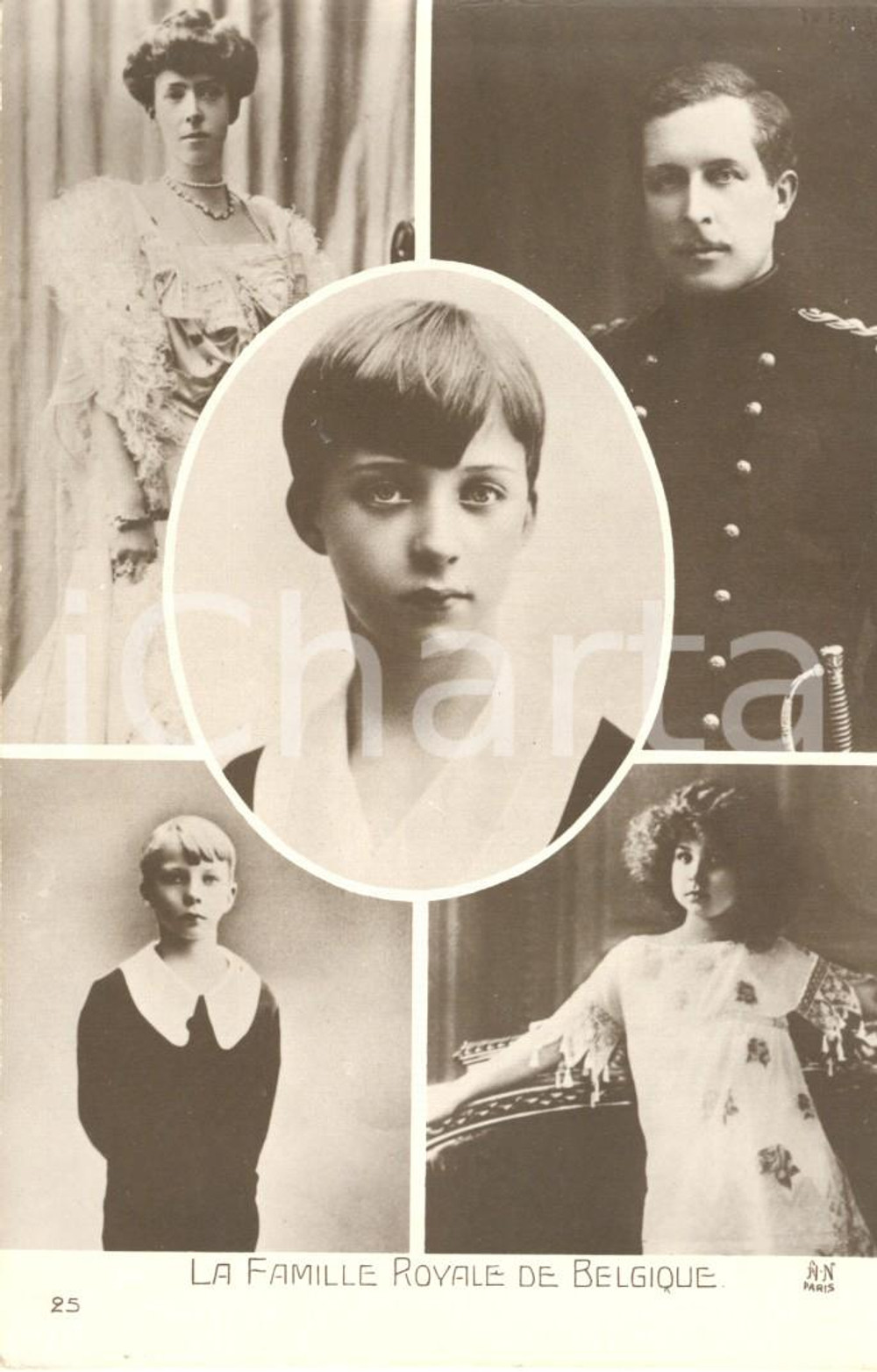 Cartolina originale da collezione 1915 ca Famiglia reale del BELGIO con principe LEOPOLDO III *Cartolina FP NV 1