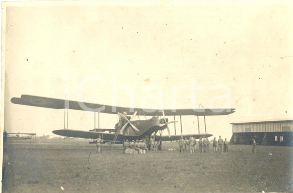 Fotografia d epoca originale 1918 ROMA CENTOCELLE Bombardiere HANDLEY PAGE V/1500 1° volo InghilterraIndia 1