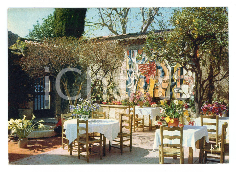 Cartolina originale da collezione 1969 SAINT-PAUL-DE-VENCE (F) Ristorante COLOMBE D'OR Céramique LEGER *Cartolina 1