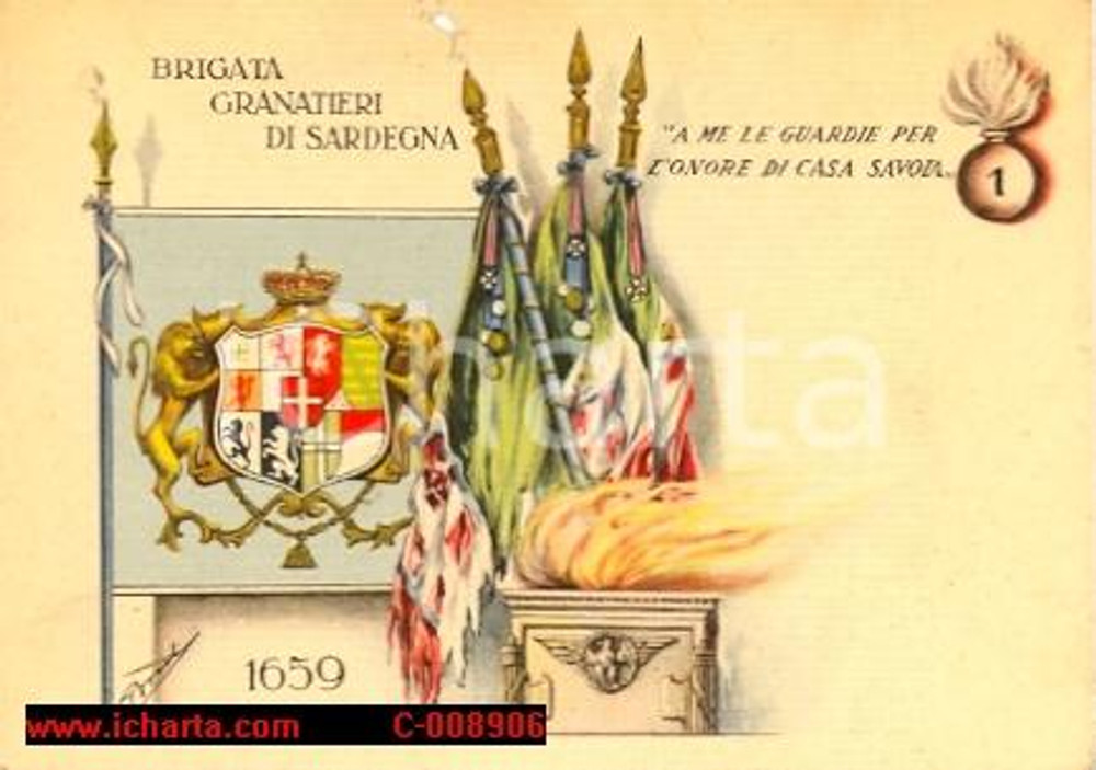Cartolina originale da collezione 1939 GRANATIERI DI SARDEGNA Museo storico Cartolina FG DANNEGGIATA 1