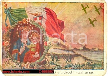 Cartolina originale da collezione 1941 SS. VERGINE CONSOLATA La preghiera del soldato Cartolina DANNEGGIATA 1