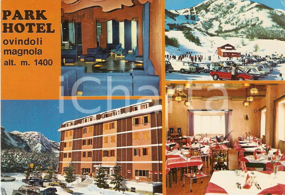 Cartolina originale da collezione 1978 OVINDOLI AQ Park Hotel al MONTE MAGNOLA Vedutine Cartolina FG VG 1