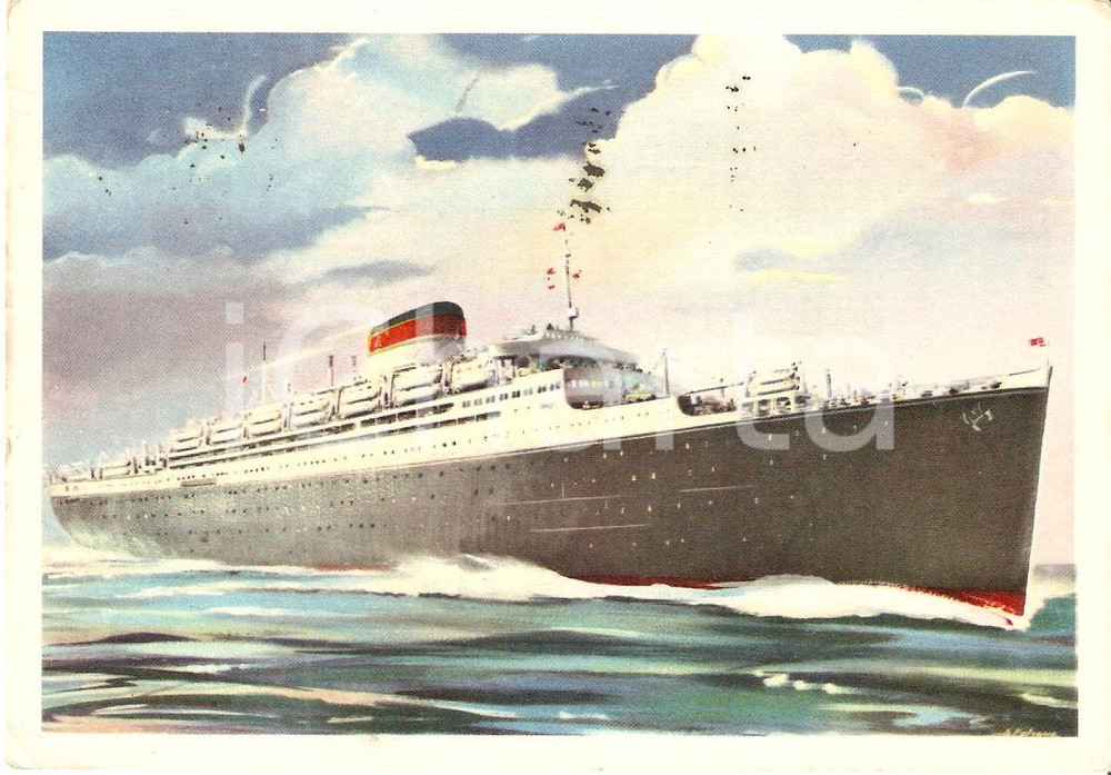 Cartolina originale da collezione 1962 MARINA MERCANTILE Motonave SATURNIA Società Navigazione Italia Cartolina 1