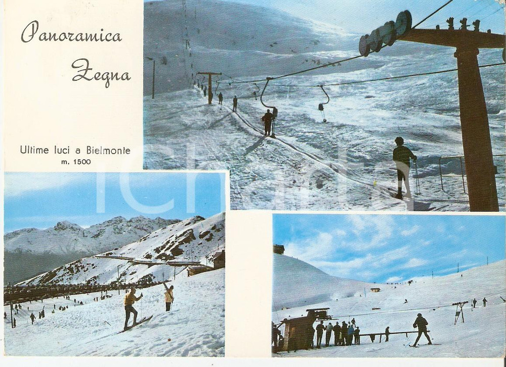 Cartolina originale da collezione 1963 TRIVERO (BI) Panoramica ZEGNA Ultime luci a BIELMONTE *Cartolina FG VG 1
