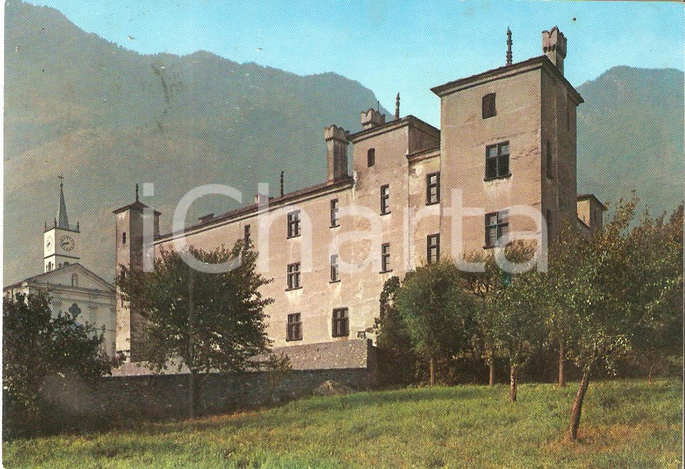 Cartolina originale da collezione 1960 ISSOGNE (AO) Panorama con il castello *Cartolina FG VG 1