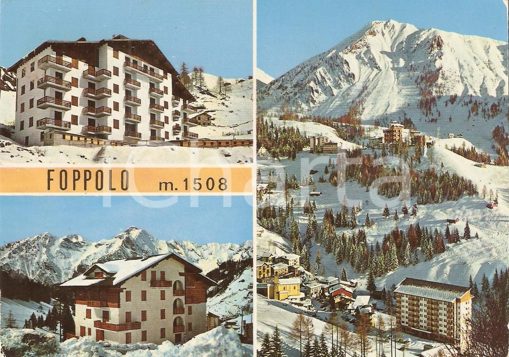 Cartolina originale da collezione 1970 FOPPOLO BG Vedutine del paese e timbro Bar pierino Cartolina FG VG 1