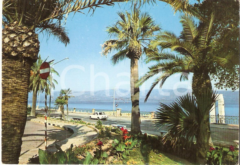 Cartolina originale da collezione 1970 ca REGGIO CALABRIA Auto percorre il lungomare Cartolina FG VG 1