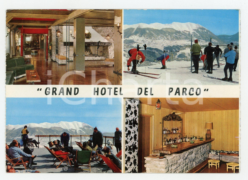 Cartolina originale da collezione 1973 PESCASSEROLI (AQ) Grand Hotel del Parco - Vedutine *Cartolina VINTAGE FG VG 1