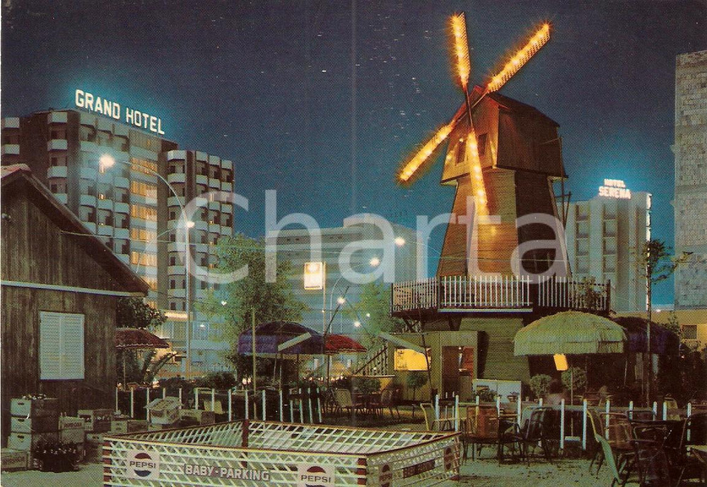 Cartolina originale da collezione 1971 MONTESILVANO MARINA PE RIVERSIDE con Baby parking PEPSI Cartolina 1