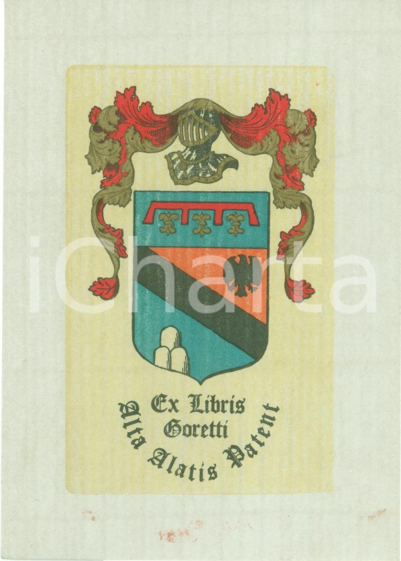 Oggetto da collezione cartaceo 1950 ca EX LIBRIS GORETTI Alta Alatis Patent con stemma araldico 3 1
