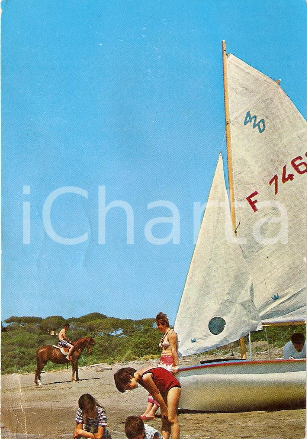 Cartolina originale da collezione 1967 CASTAGNETO CARDUCCI LI Frazione DONORATICO Club Mediterranee VINTAGE 1