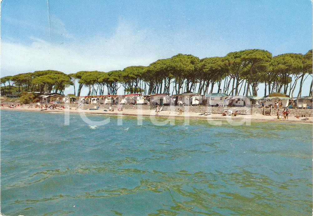Cartolina originale da collezione 1970 ca PIOMBINO LI Camping TORRE MOZZA Animata Cartolina VINTAGE FG VG 1