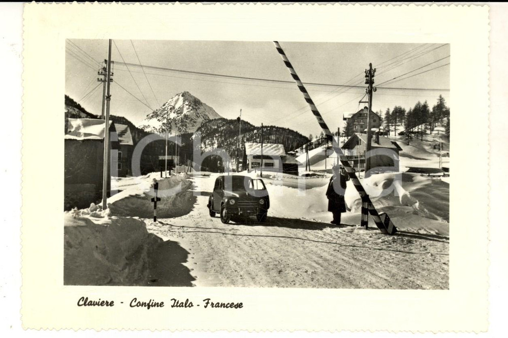 Cartolina originale da collezione 1959 CLAVIERE  (TO) Confine Italo-francese *Cartolina ANIMATA FG VG 1