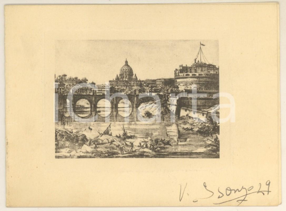 Oggetto da collezione cartaceo 1940 ca ROMA Matrimonio del Conte Giancarlo FAZIOLI *Biglietto illustrato 1