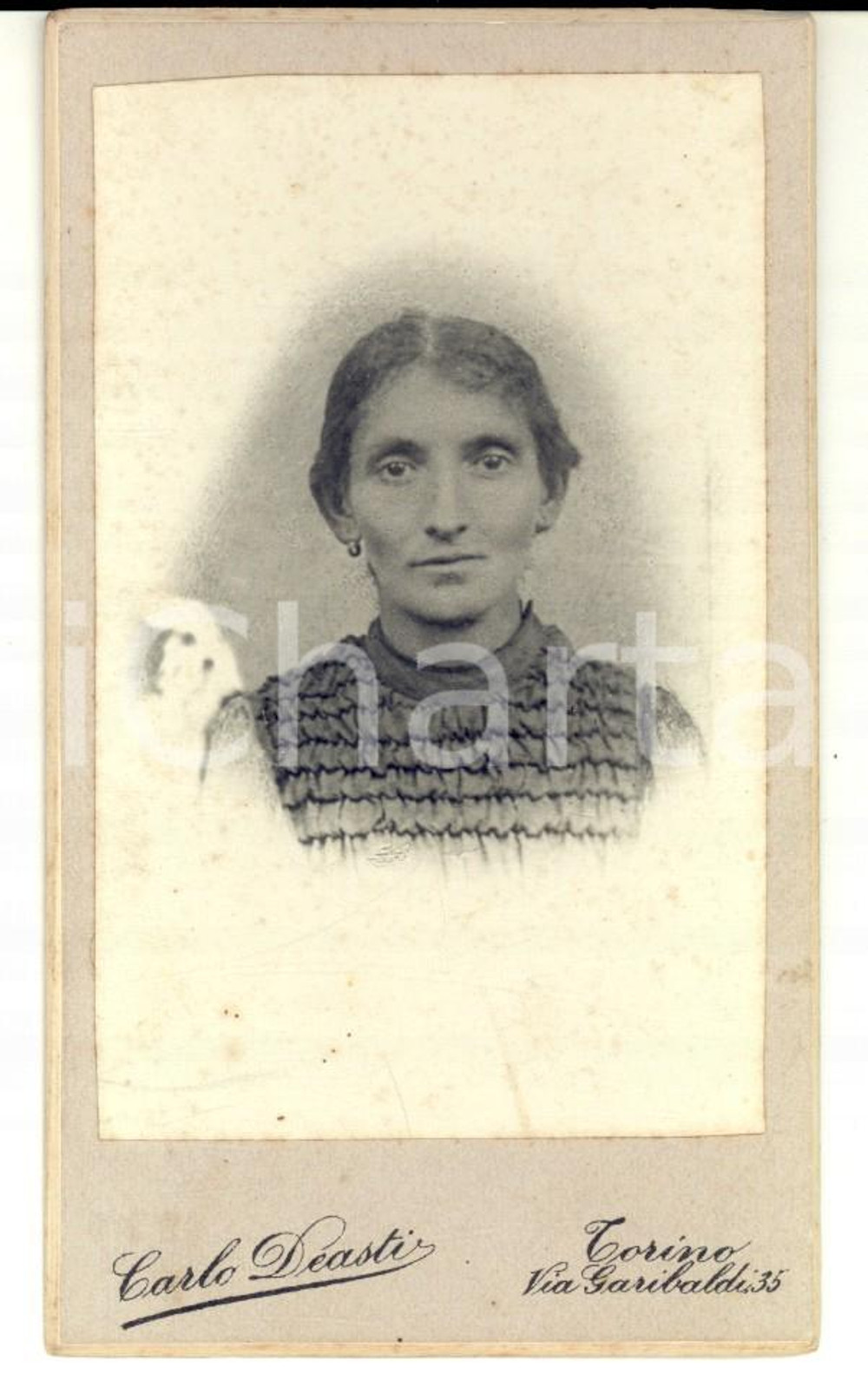 Fotografia d'epoca originale 1880 ca TORINO Ritratto di una balia *Fotografia Carlo DEASTI 1