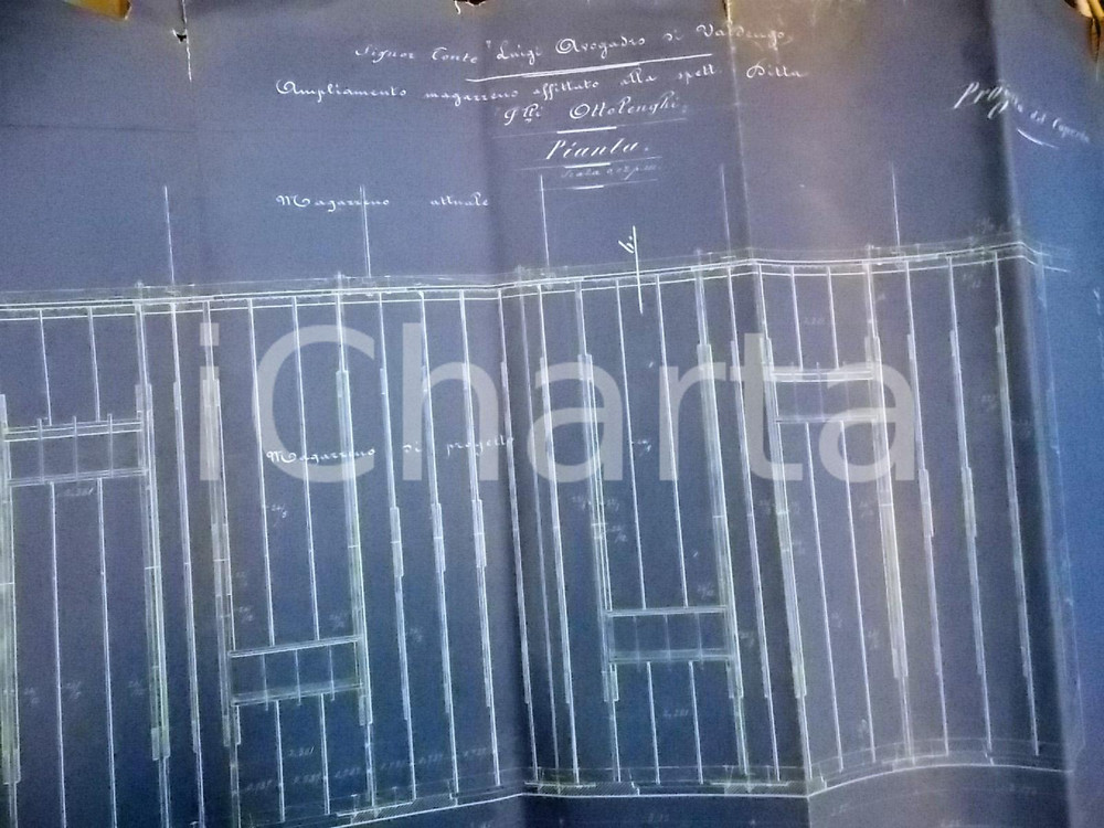 Stampa, bozzetto originale 1896 BIELLA Ing. Giovanni GURGO Progetto magazzino per ditta OTTOLENGHI 1