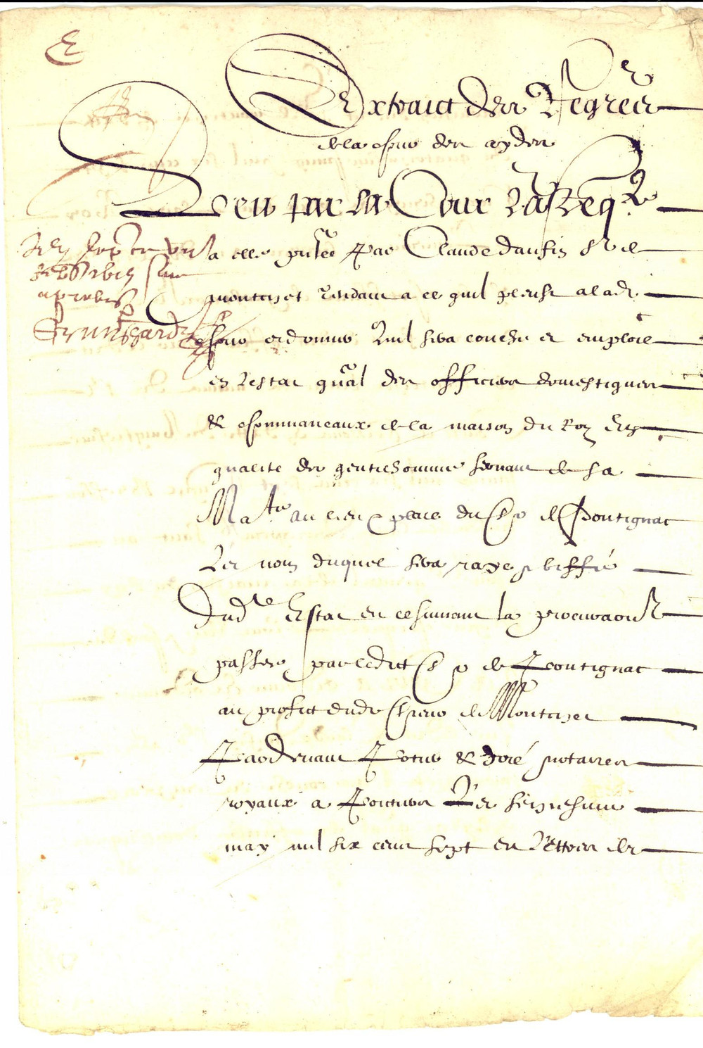 Documento originale, autentico 1615 PARIS Decisione della Corte a favore del nobile Claude de MONTSIZET 1