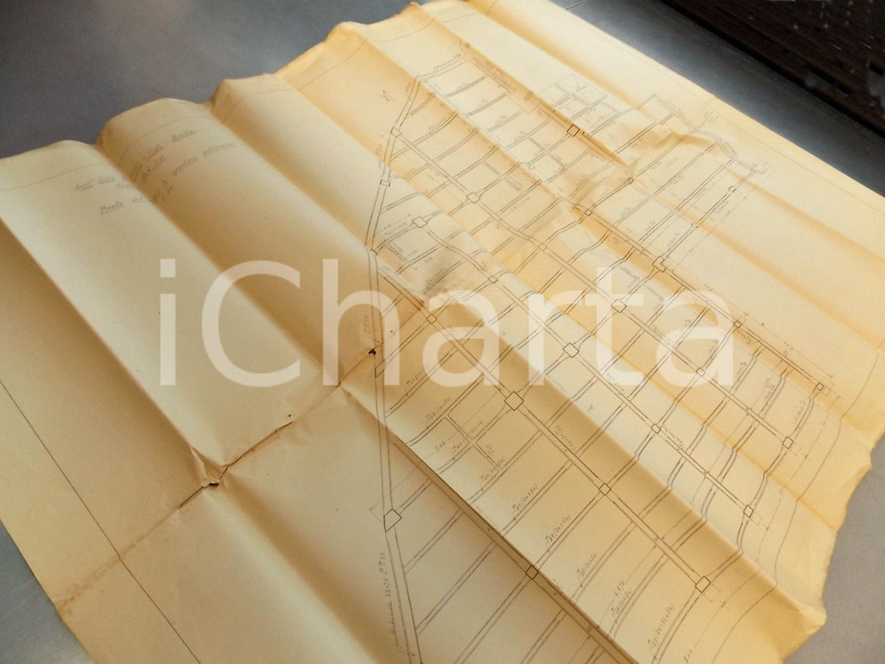 Mappa, planimetria storica 1930 ca BIELLA Lanificio RIVETTI Planimetria solaio a copertura sotterranei 1