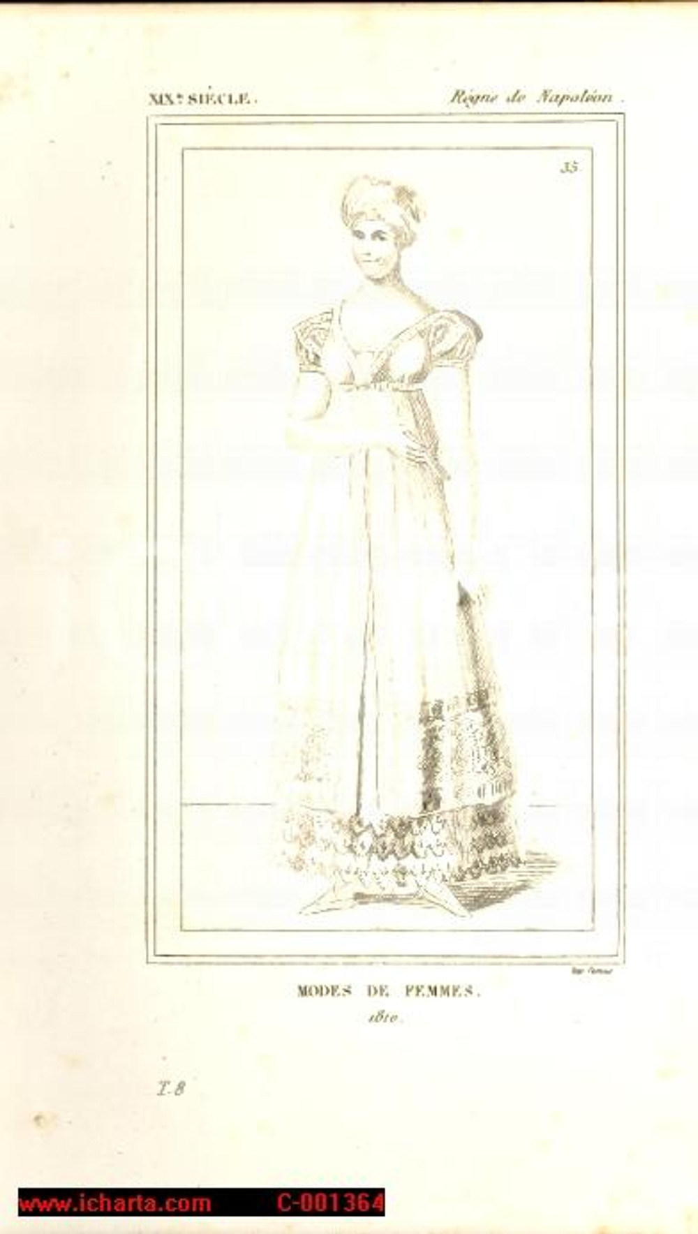 1852 REGNE DE NAPOLEON Costume français Modes des femmes en 1810 *Stampa d'epoca