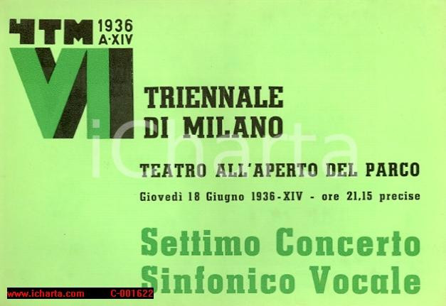 Documento originale, autentico 1936 MILANO Maestro Ferruccio CALUSIO VII Concerto sinfonico vocale Programma 1