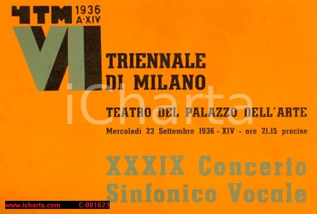 Documento originale, autentico 1936 MILANO Maestro Alceo TONI XXXIX Concerto sinfonico vocale Programma 1