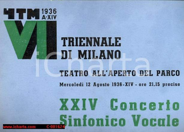 Documento originale, autentico 1936 MILANO Maestro Ferruccio CALUSIO XXIV Concerto Sinfonico Vocale Programma 1