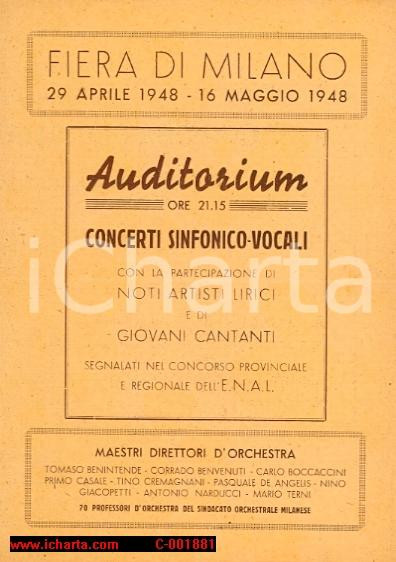 Documento originale, autentico 1948 MILANO FIERA AUDITORIUM Concerto soprano Maria FIORENZA tenore Luigi OLIMPO 1