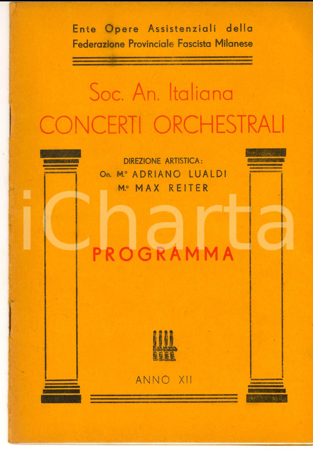 Documento originale, autentico 1934 MILANO Concerto direttore Sergio FAILONI violinista Remy PRINCIPE Programma 1