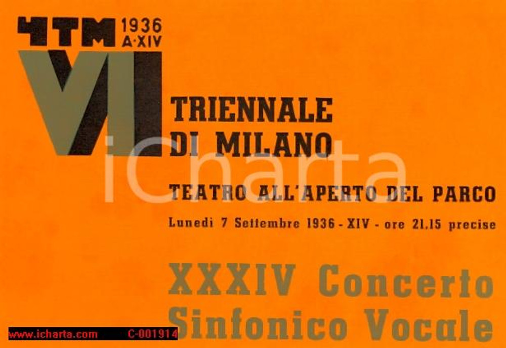 Documento originale, autentico 1936 MILANO Maestro Mario CORDONE XXXIV Concerto Sinfonico Vocale *Programma 1