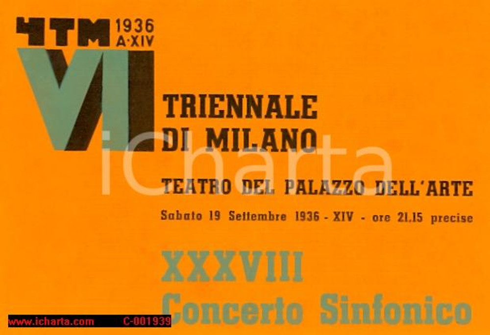 Documento originale, autentico 1936 MILANO Maestro Antonino VOTTO XXXVII Concerto Sinfonico Vocale *Programma 1