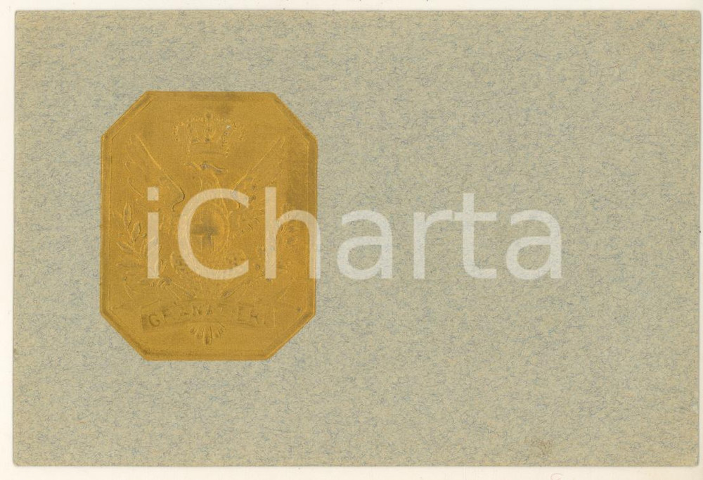 Cartolina originale da collezione 1893 GRANATIERI DI SARDEGNA - Cartolina reggimentale A RILIEVO DORATO FP 1