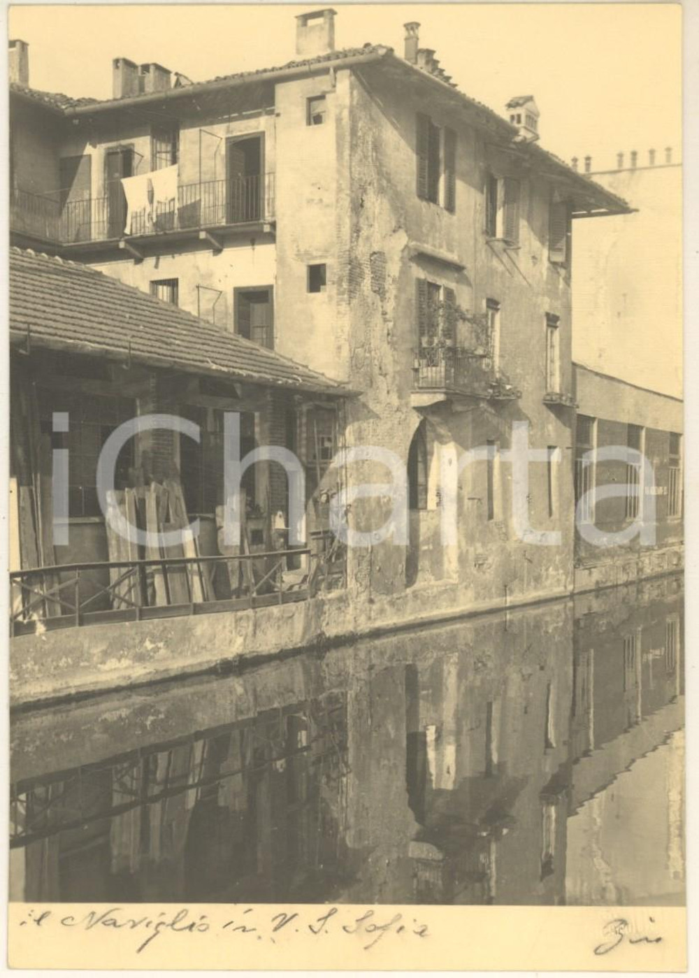 Fotografia d epoca originale 1940 ca MILANO Naviglio in via SANTA SOFIA  Real photo Ed. Artistiche BIN 1