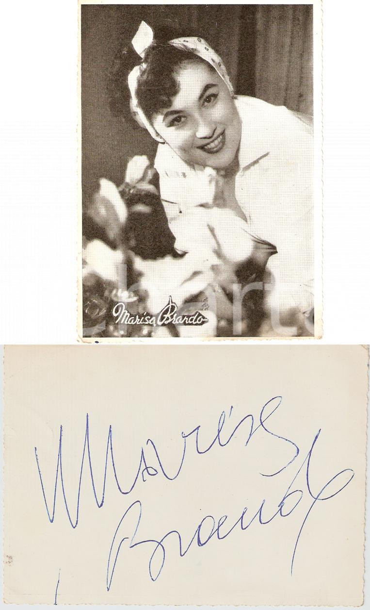 Autografo originale 1970 circa MARISA BRANDO cantante  Fotografia con autografo 1