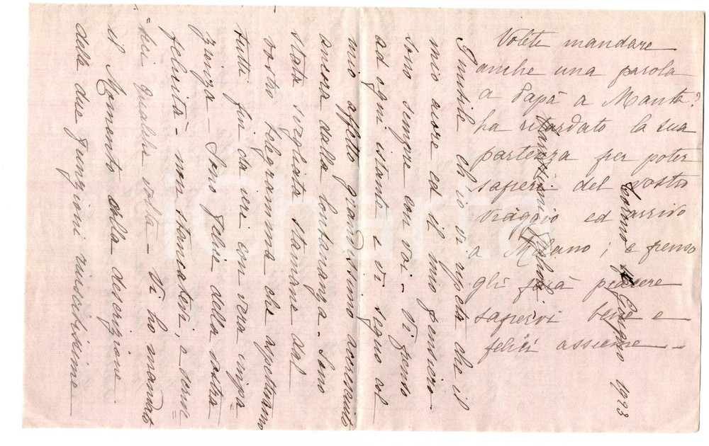 Manoscritto, lettera originale 1923 TORINO Orsola GRISI ritira i regali di nozze del figlio - Autografo 1