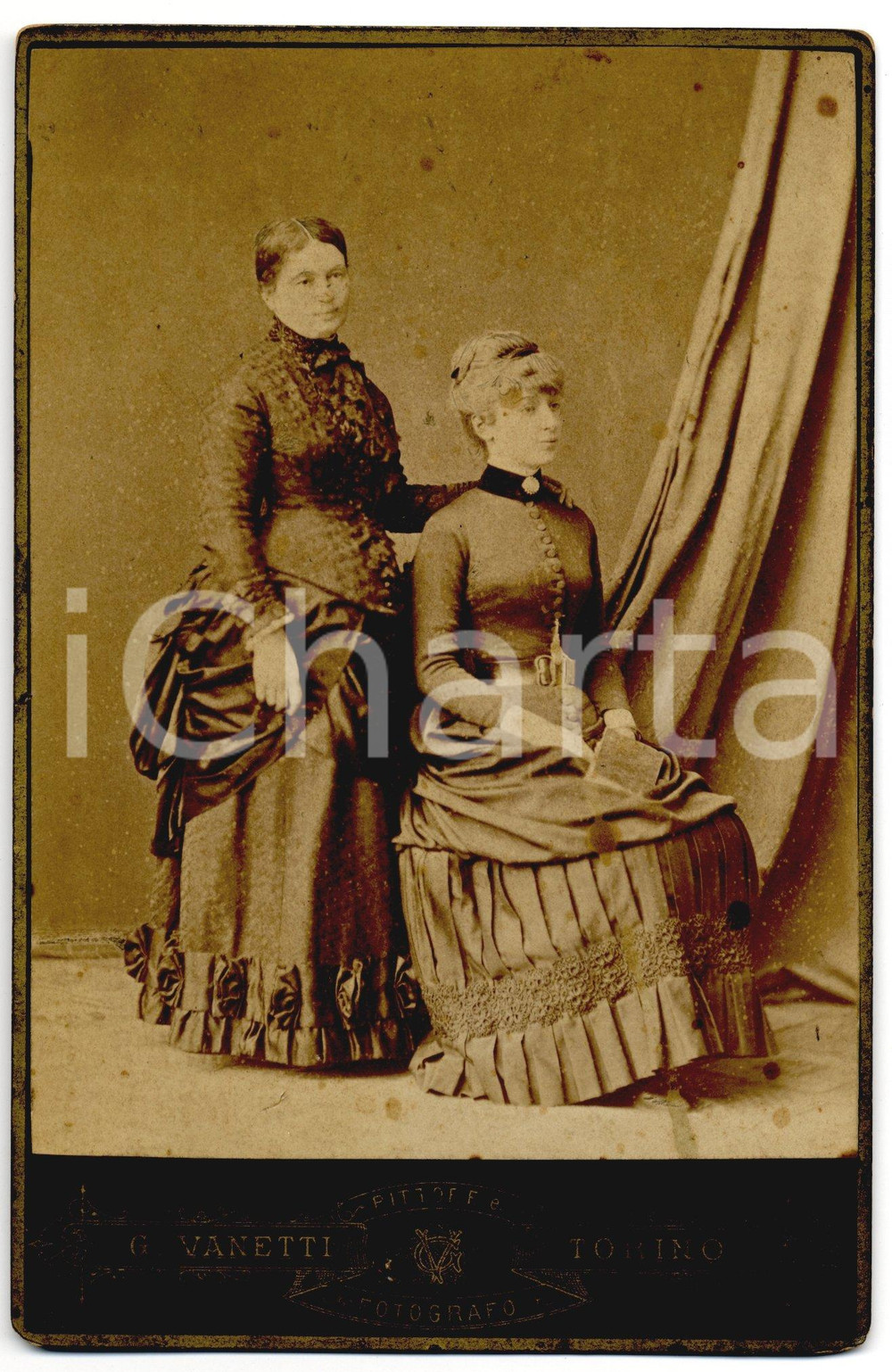 Fotografia d'epoca originale 1890 TORINO Alessandra CANTONO DI CEVA e Tony SCHLEGEL - Foto VANETTI 1