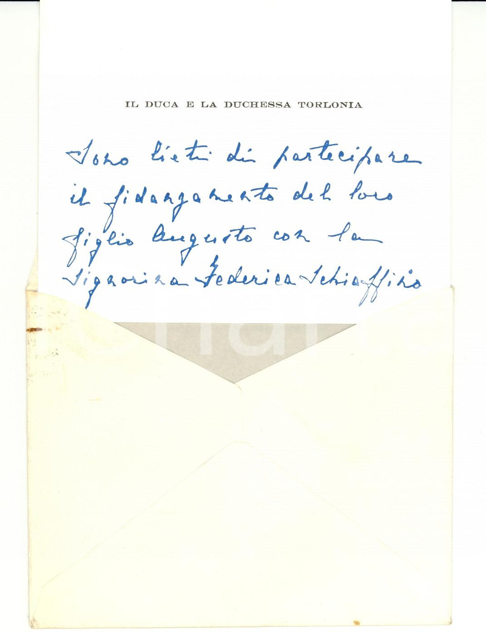 Autografo originale 1959 GENOVA Emanuela SPINOLA TORLONIA - Biglietto autografo 1