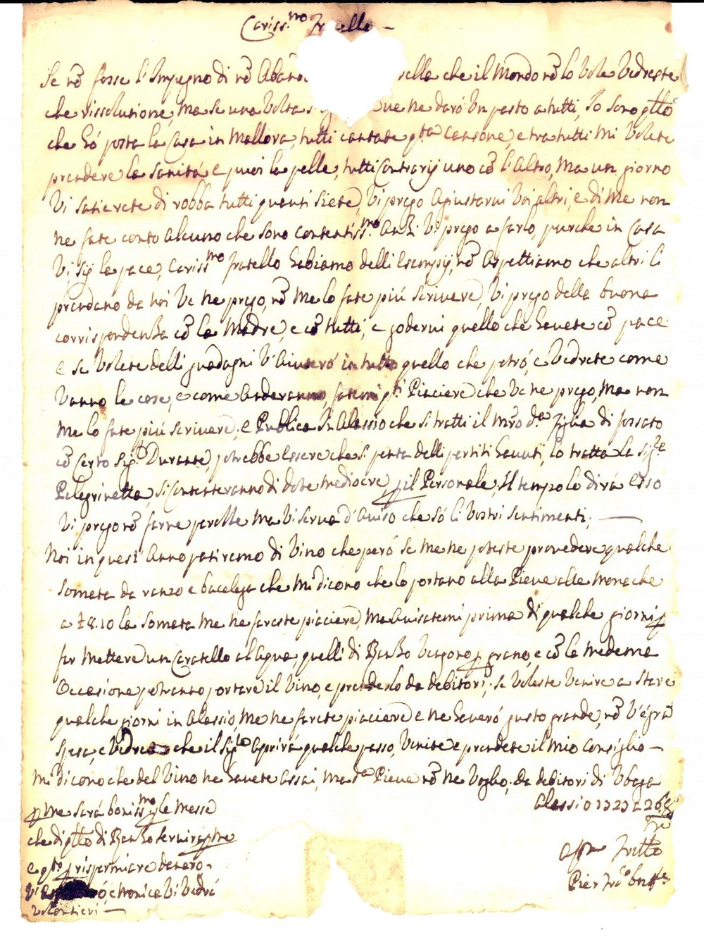 Manoscritto, lettera originale 1727 ALASSIO SV Un giorno vi sazierete di robba tutti quanti siete Lettera 1