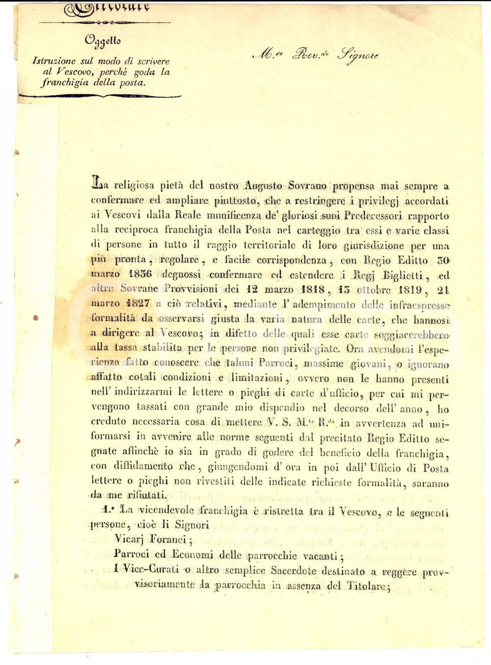 Documento originale, autentico 1841 ACQUI TERME (AL) Lettere al Vescovo perché goda la franchigia della posta 1