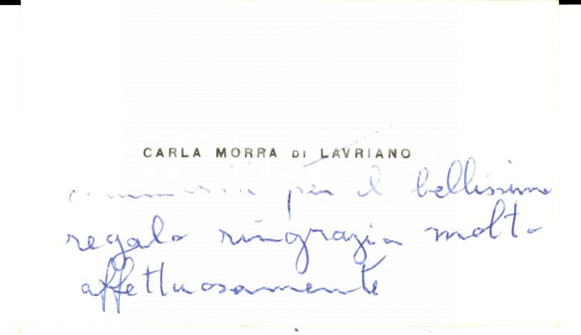 Autografo originale 1950 ca TORINO Biglietto da visita contessa Carla MORRA DI LAURIANO Autografo 1