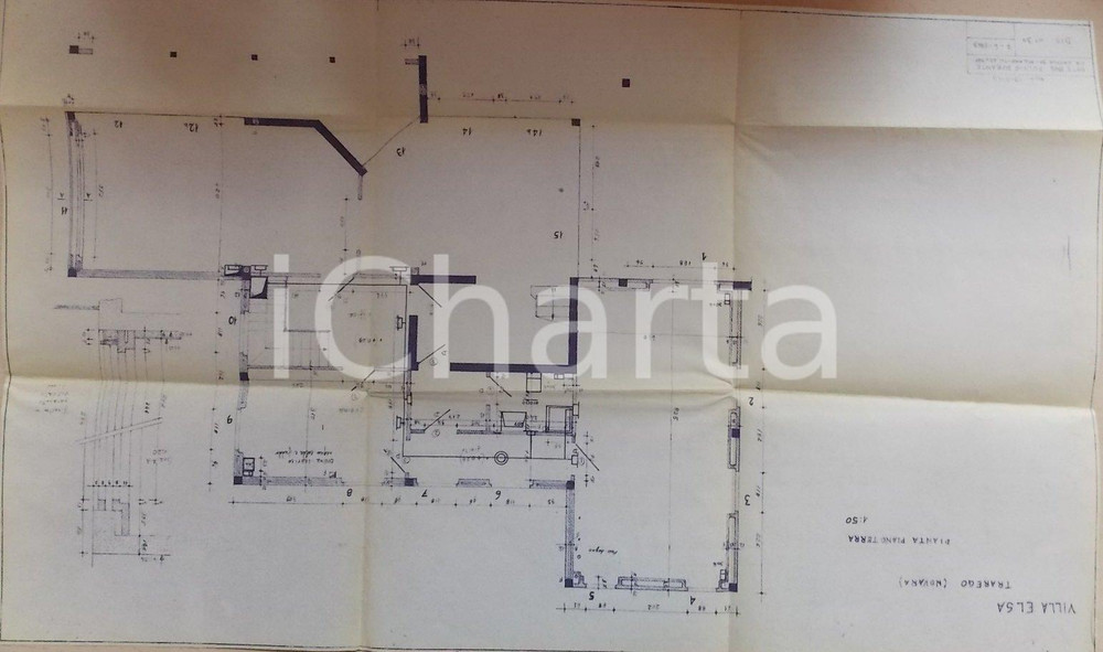 Mappa, planimetria storica 1963 TRAREGO VIGGIONA VB Planimetria VILLA ELSA Ing Fulvio DURANTE Pianterreno 1