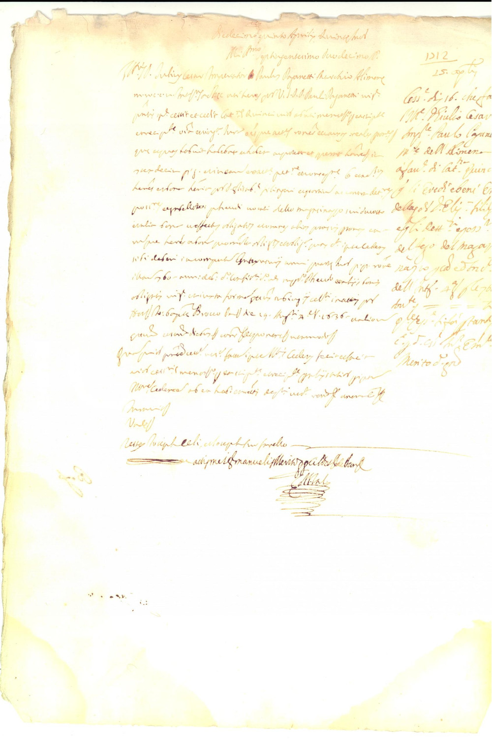 Documento originale, autentico 1712 PALERMO Marchese Paolo di ALIMENA cede censo a Caterina QUINCI Manoscritto 1
