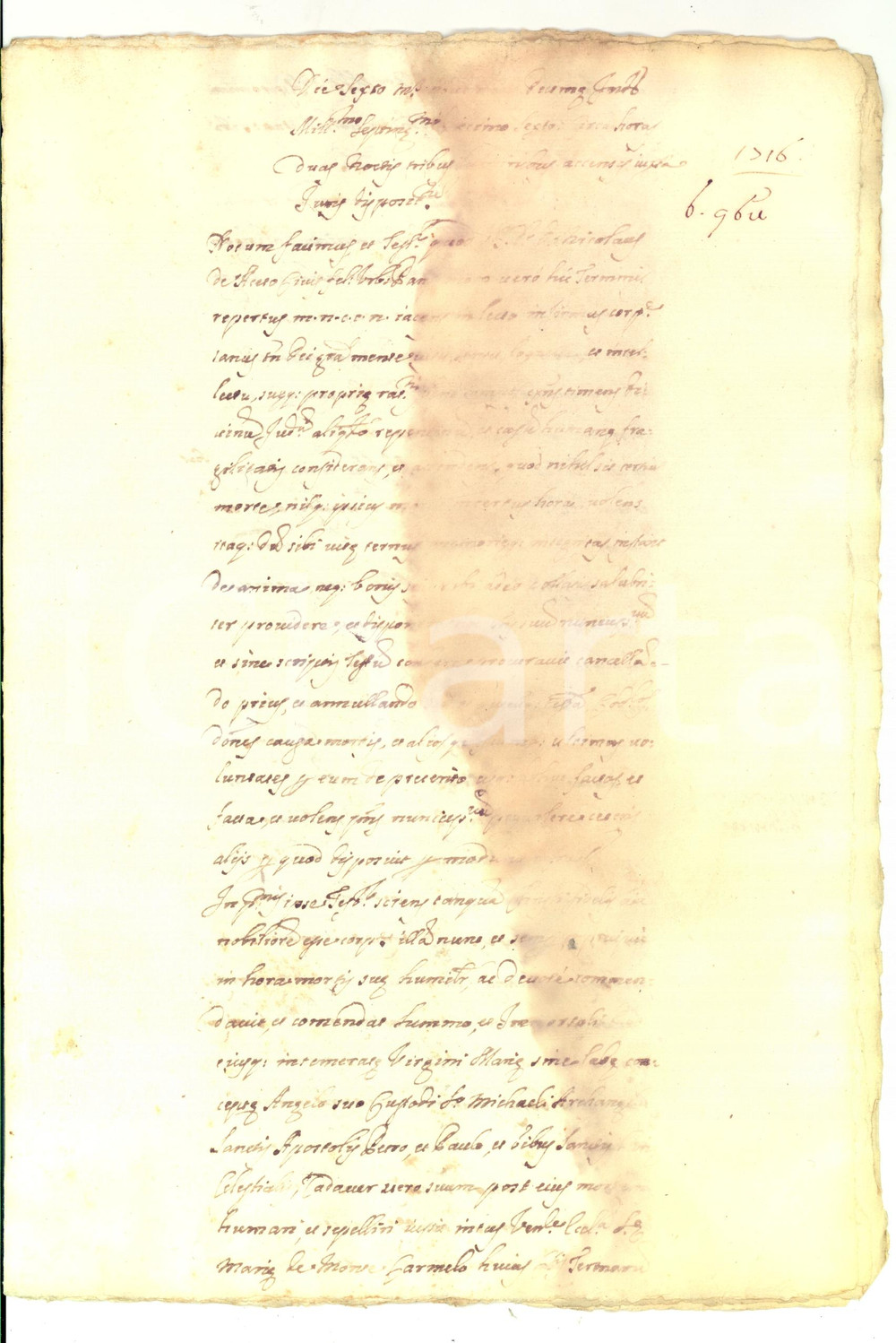 Documento originale, autentico 1716 PALERMO Testamento nobile Nicola di ACETO pro fratello Pietro  Manoscritto 1