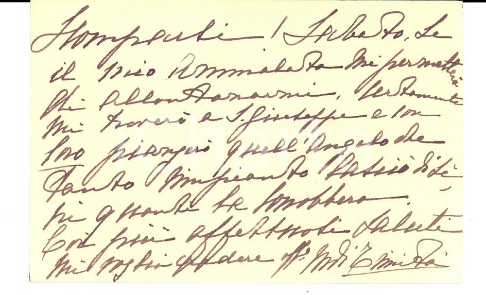 Autografo originale 1930 ca TORINO Maria COSTA DI TRINITA  ringrazia per un santino AUTOGRAFO 1