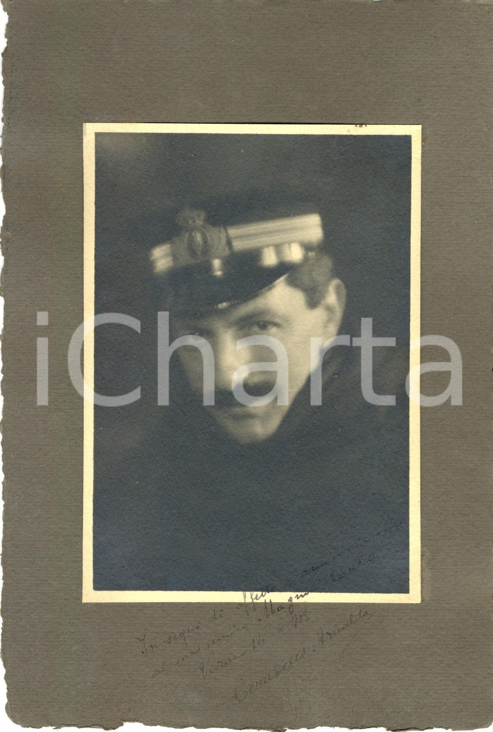 Fotografia d epoca originale 1918 WW1 VARANO Ritratto di Arnaldo CERADELLI in divisa militare Foto 1