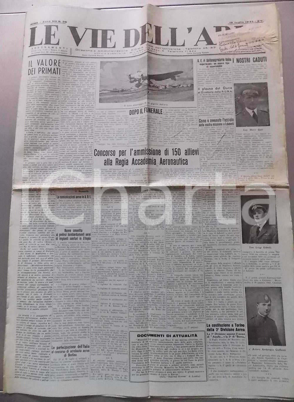 Giornale, rivista storica 1936 LE VIE DELL ARIA Eccidio missione aviatoria italiana a LEKEMTI Giornale 1