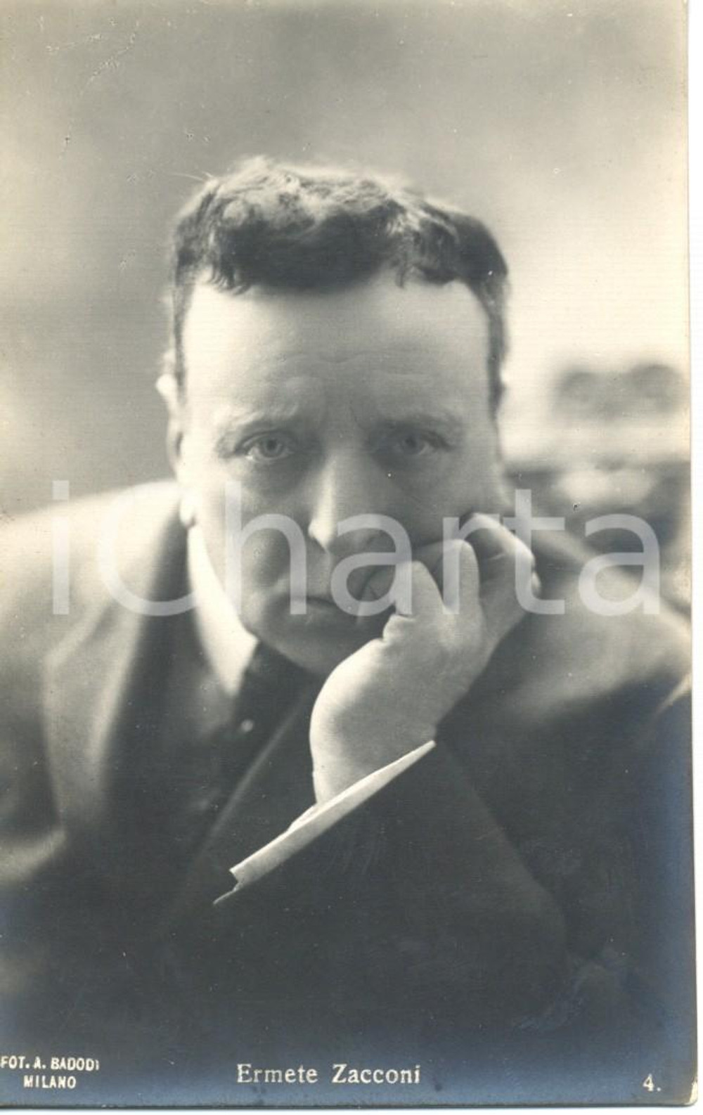 Cartolina originale da collezione 1925 ca CINEMA Ermete ZACCONI Ritratto fotografico attore Cartolina FP NV 1