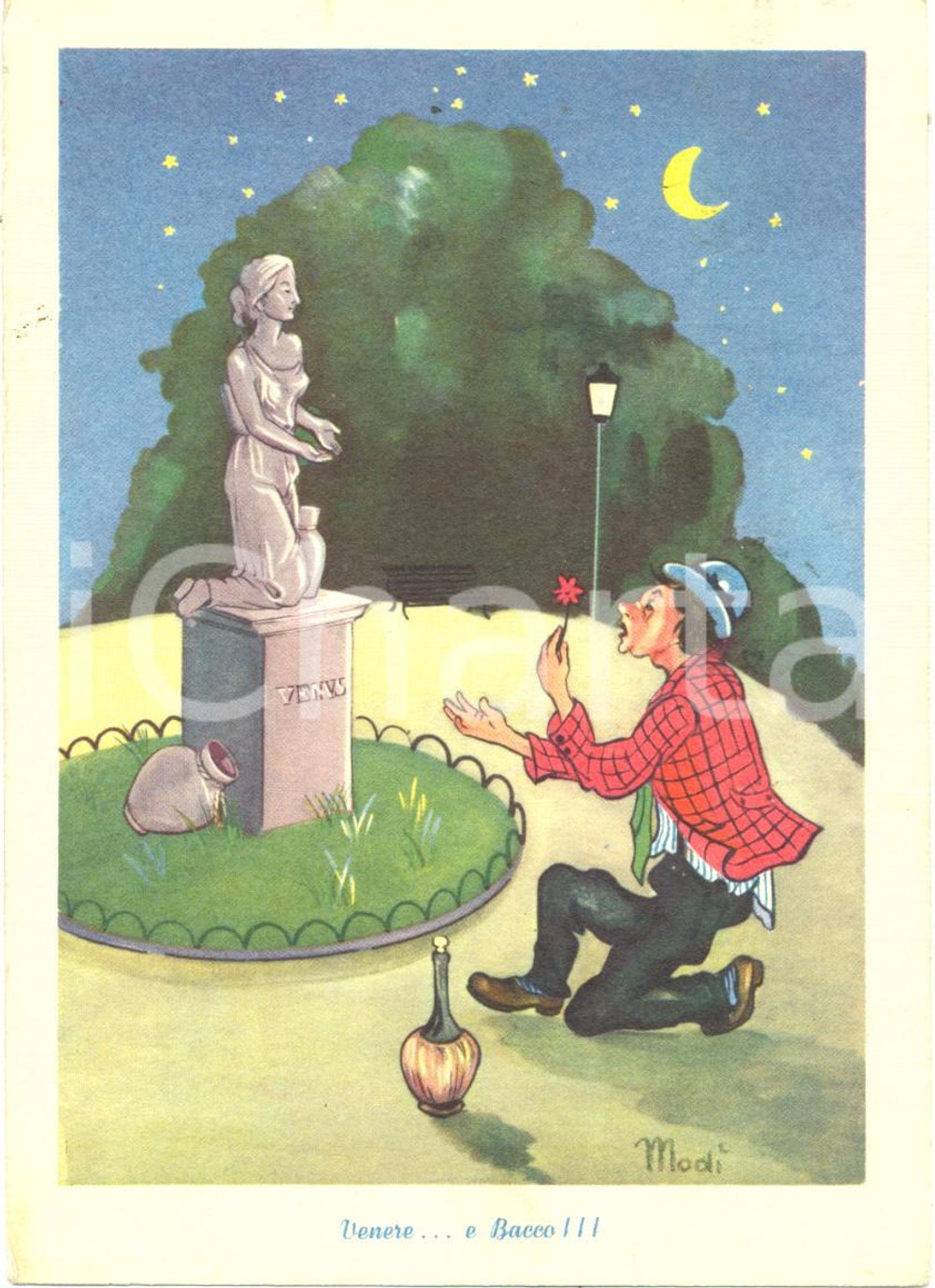 Cartolina originale da collezione 1955 SATIRA DI COSTUMI Venere... e Bacco! Illustratore MODI' *Cartolina FG NV 1