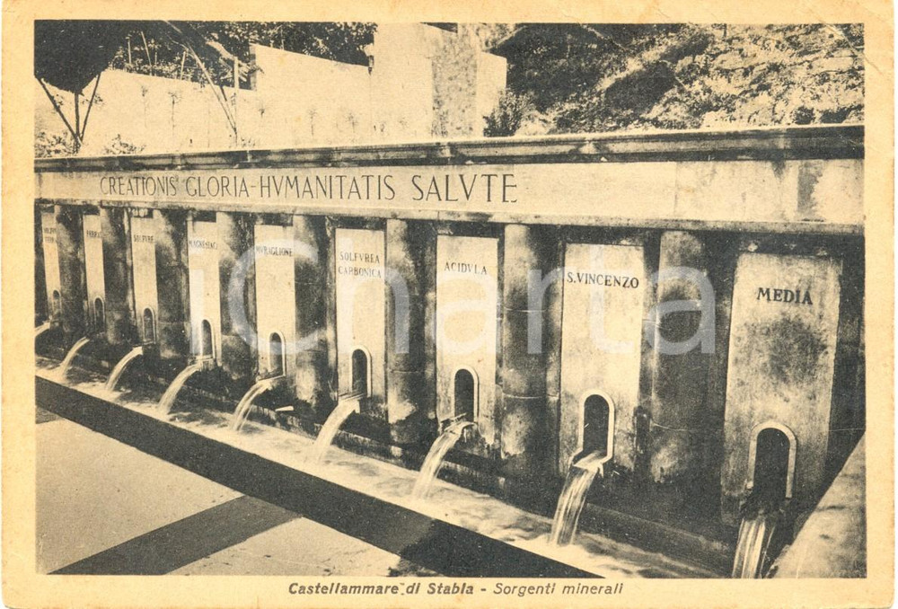 Cartolina originale da collezione 1935 ca CASTELLAMARE DI STABIA Sorgenti minerali delle TERME *FG NV DANNEGGIATA 1