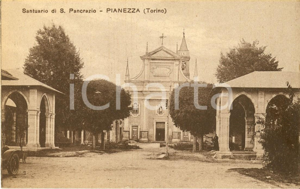 Cartolina originale da collezione 1930 ca PIANEZZA TO Veduta esterna del Santuario di SAN PANCRAZIO FP NV 1
