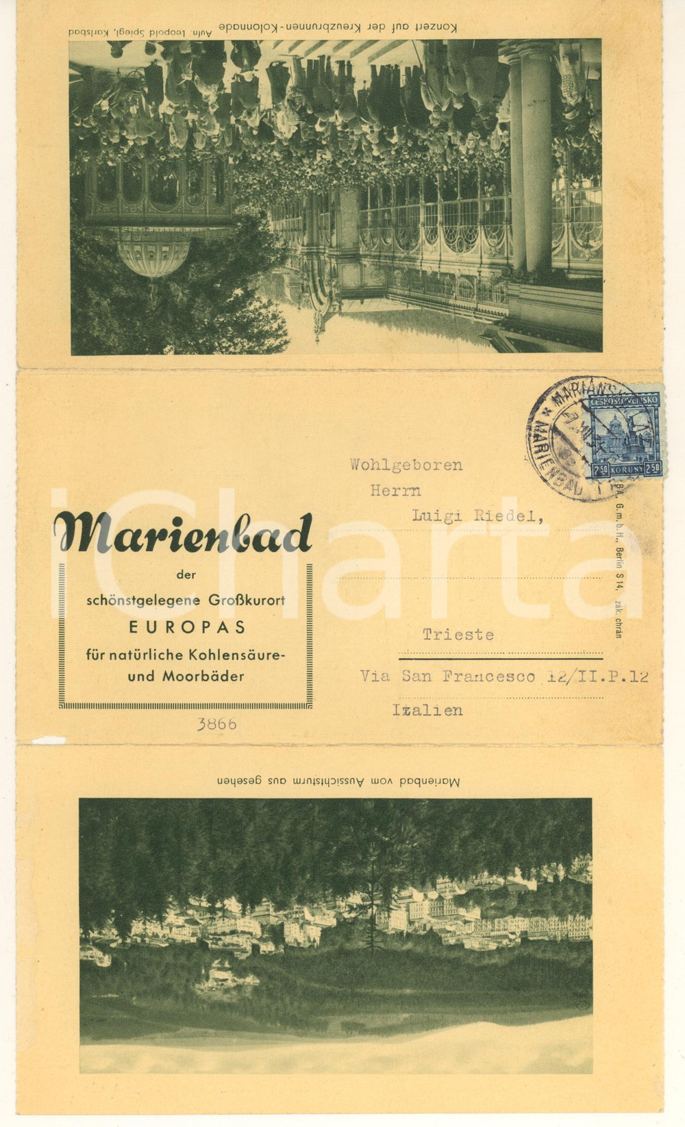 Materiale pubblicitario d’epoca 1934 MARIENBAD (REPUBBLICA CECA) La più bella località termale d'EUROPA 1
